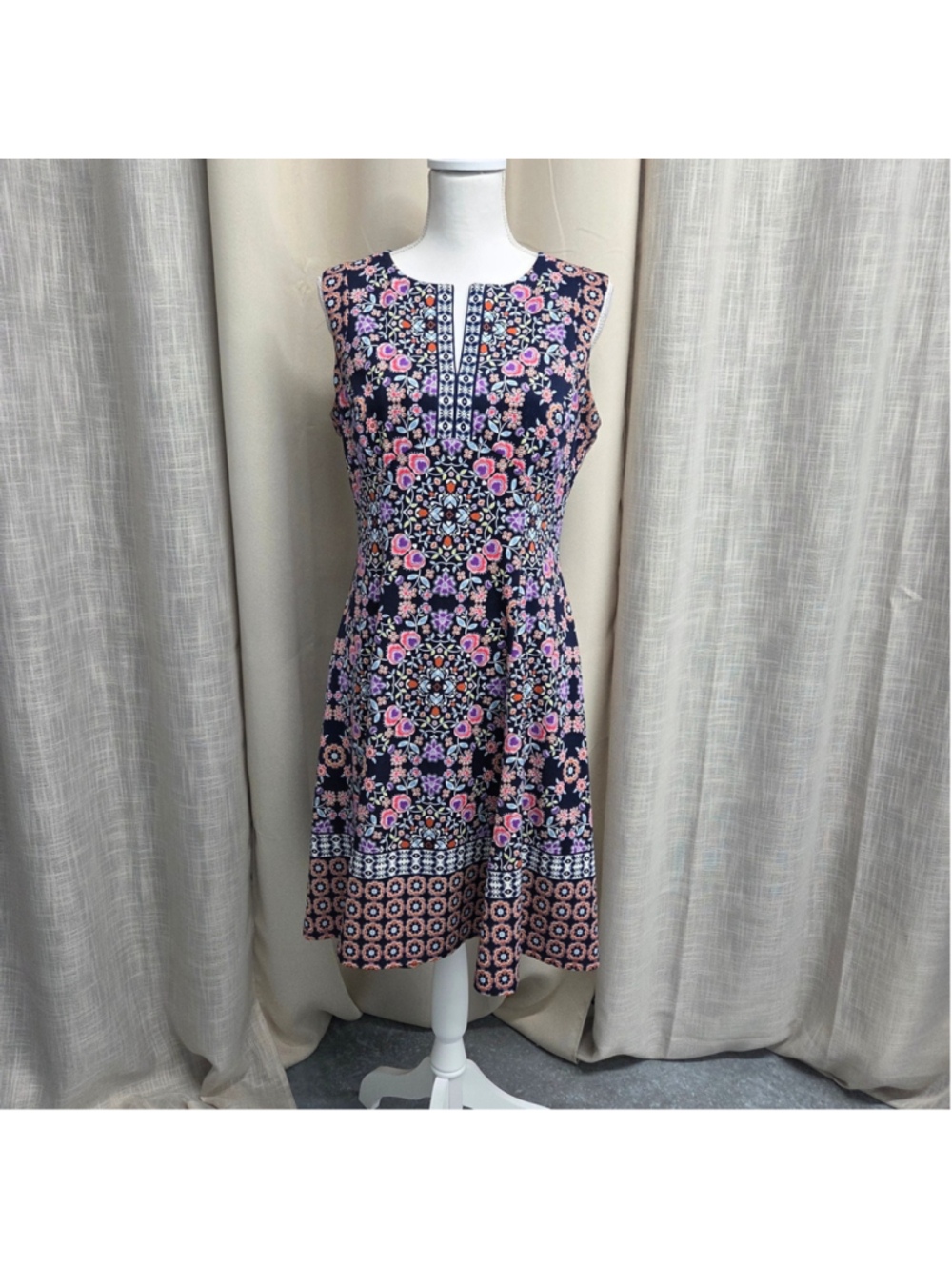 Maggy L Sleeveless Floral Dress Feminine Cottagecore Garden Party Size 10